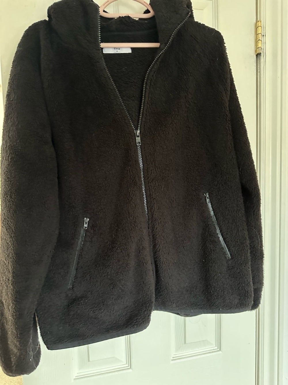 TNA Black Sherpa Zip Hoodie
